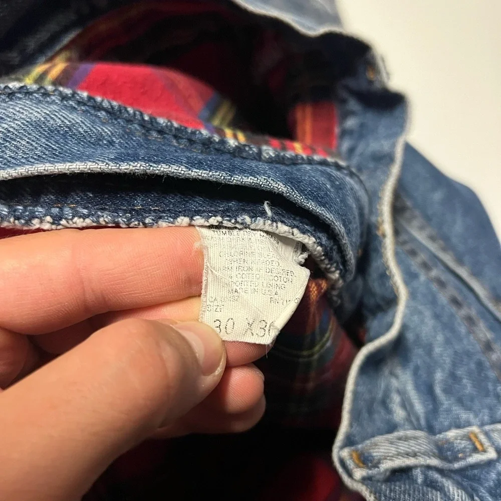Vintage LL Bean Jeans Men's 30x30 (Fits 28x28) Plaid Flannel Lined Distressed